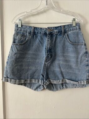 SHEIN Light Blue Rolled Hem Denim Shorts